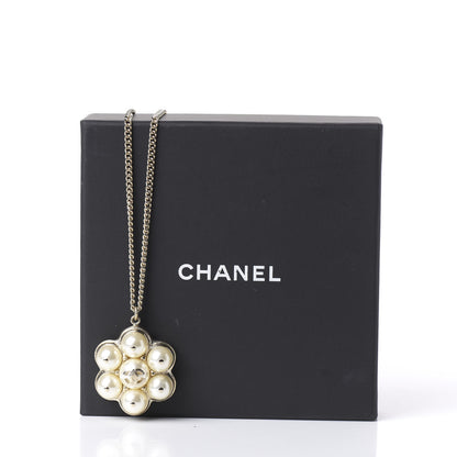 Chanel Pearl Flower CC Pendant Necklace Gold 6 of 6