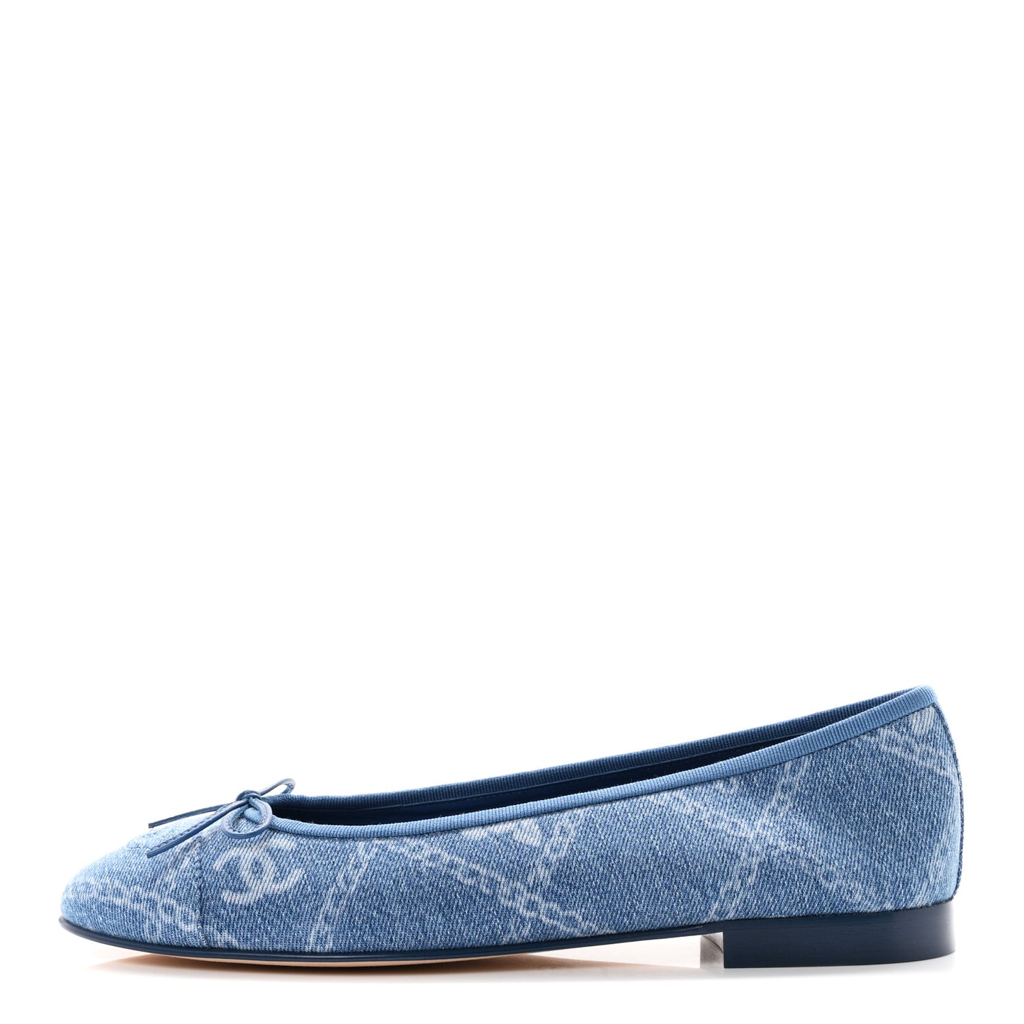 Denim Printed Cap Toe Ballerina Flats 41 Blue