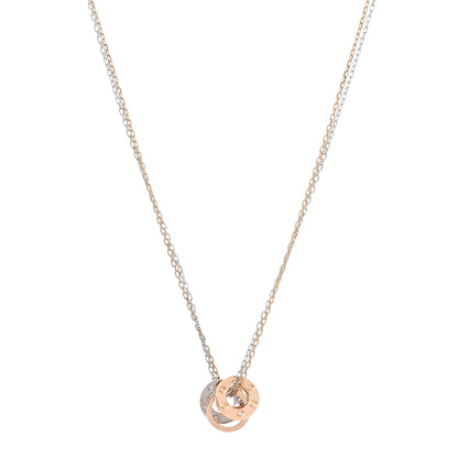 Cartier 18K White Pink Gold Diamond Three Ring LOVE Pendant Necklace 1 of 4