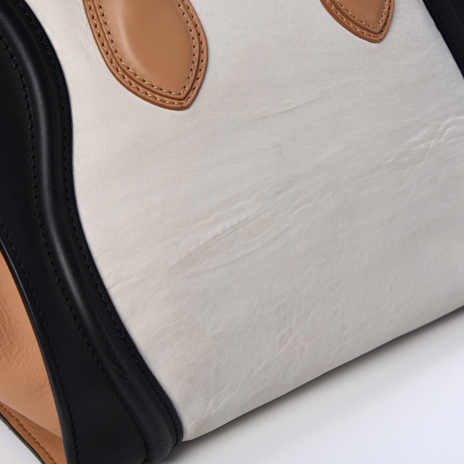 Celine Calfskin Mini Tri-Color Luggage Black Brown White 13 of 24
