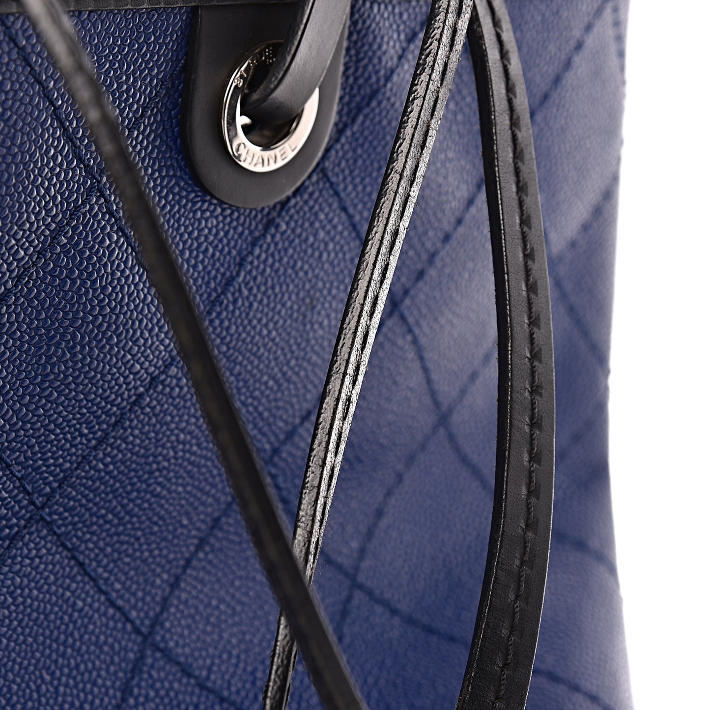 Grained Calfskin Shopping Fever Tote Blue