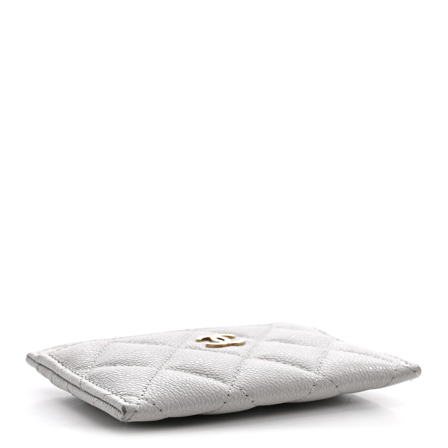 Caviar Quilted Card Holder Grey