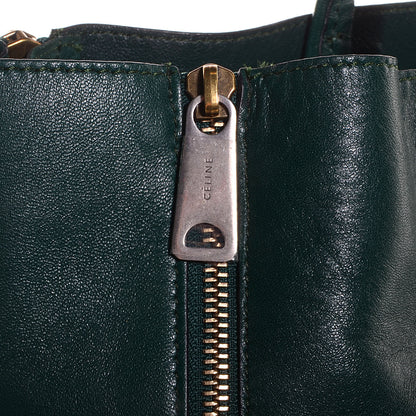 Celine Lambskin Vertical Zip Gusset Cabas Forest 8 of 9