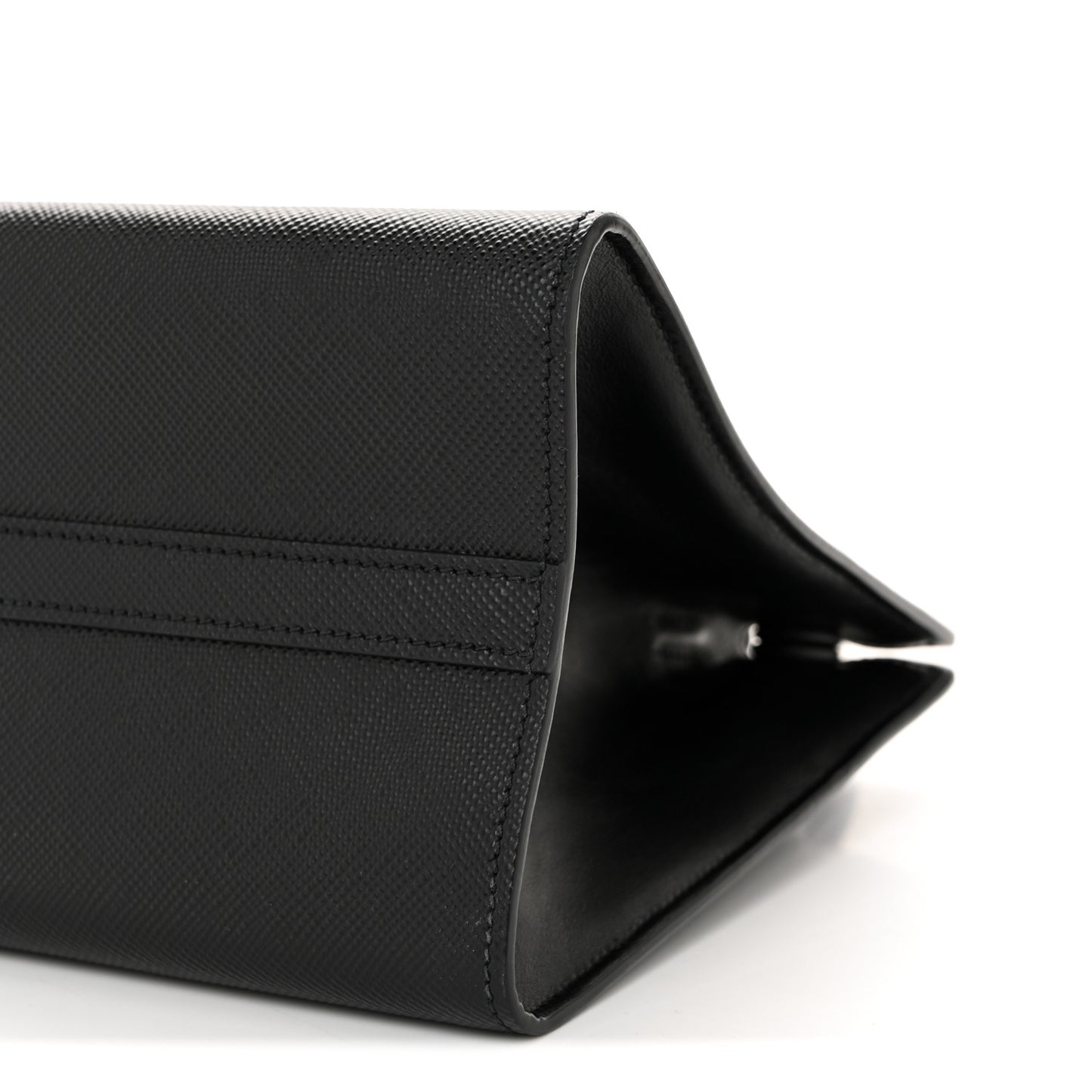 Saffiano Cuir Calfskin Small Monochrome Top Handle Tote Black