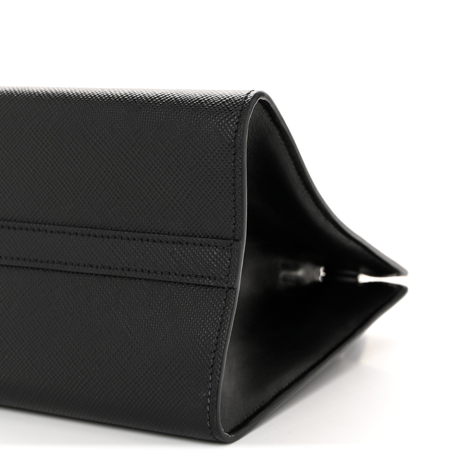 Prada Saffiano Cuir Calfskin Small Monochrome Top Handle Tote Black 10 of 13