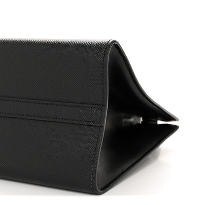 Prada Saffiano Cuir Calfskin Small Monochrome Top Handle Tote Black 10 of 13