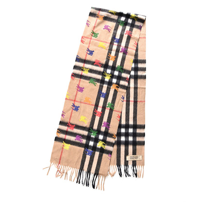 Burberry Cashmere Giant Check EKD Fringe Scarf Camel Multicolor 2 of 4