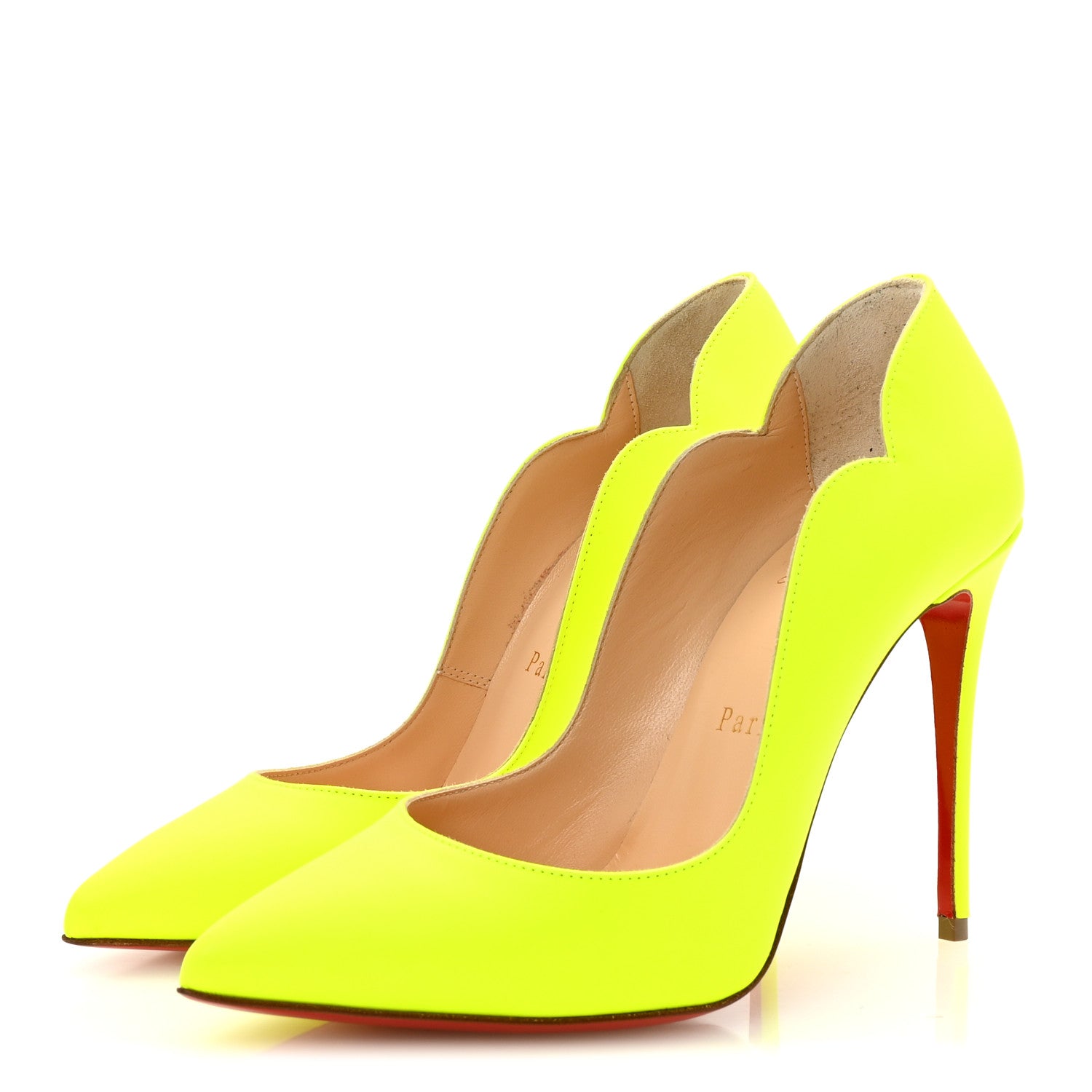 Christian Louboutin Calfskin Hot Chick 100 Pumps 35 Fluo Yellow 4 of 8
