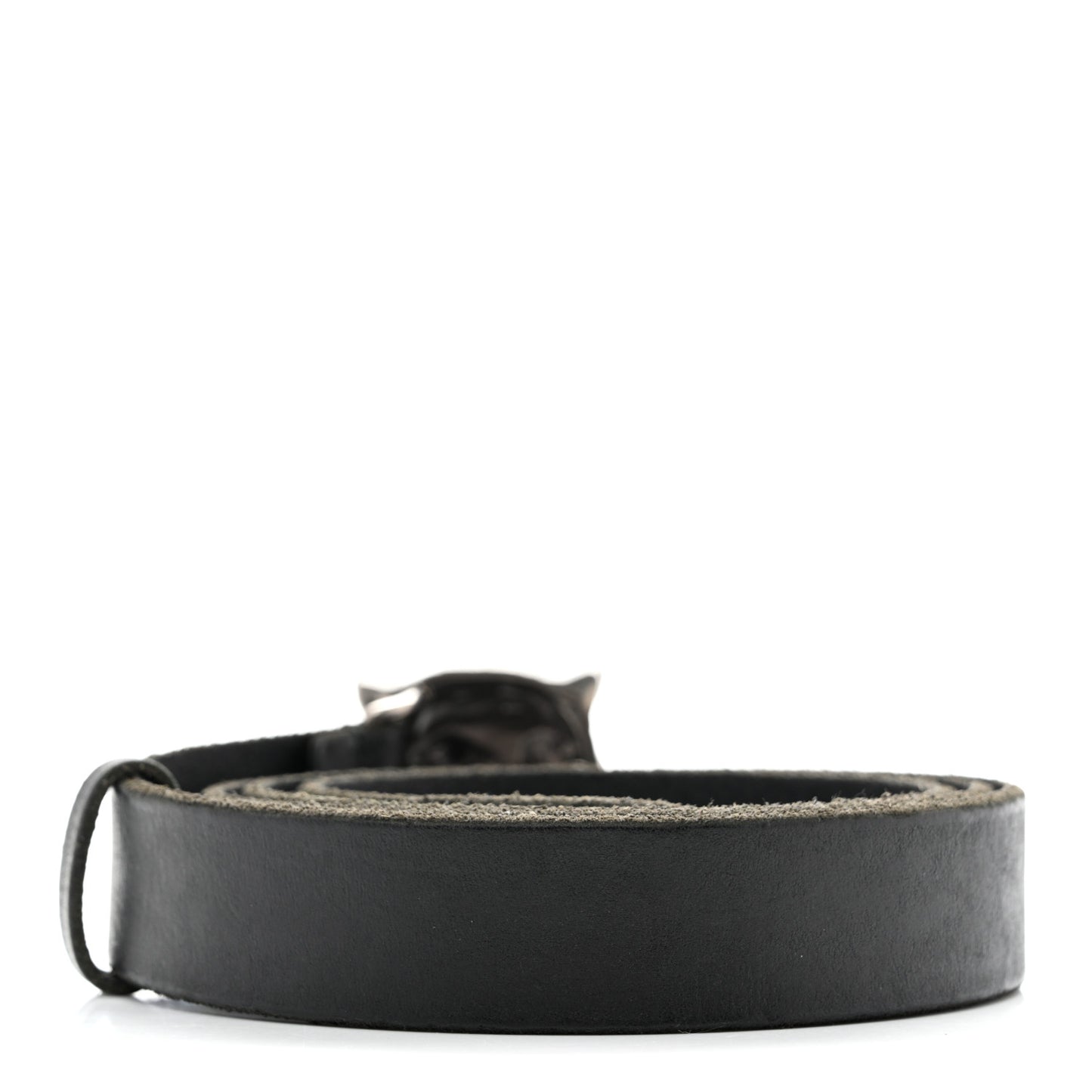 Calfskin Brass Feline Buckle Belt 110 44 Black