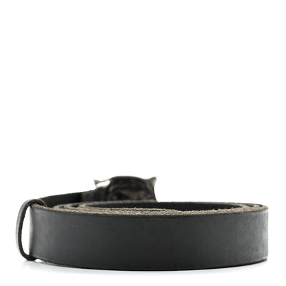 Gucci Calfskin Brass Feline Buckle Belt 110 44 Black 2 of 6