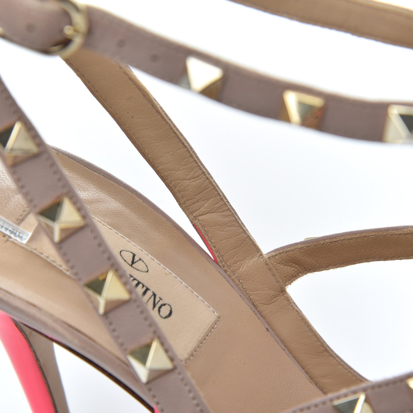 Patent Rockstud Ankle Strap Pumps 38.5 Peony Poudre