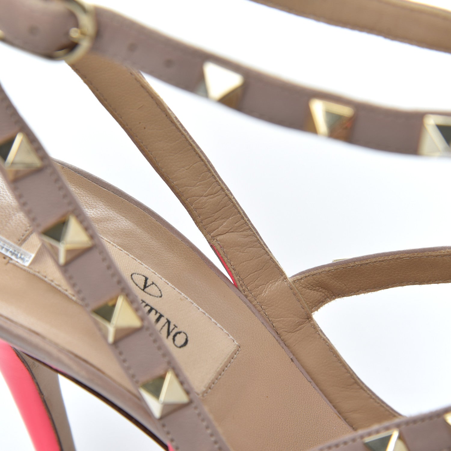 Valentino Garavani Patent Rockstud Ankle Strap Pumps 38.5 Peony Poudre 13 of 21