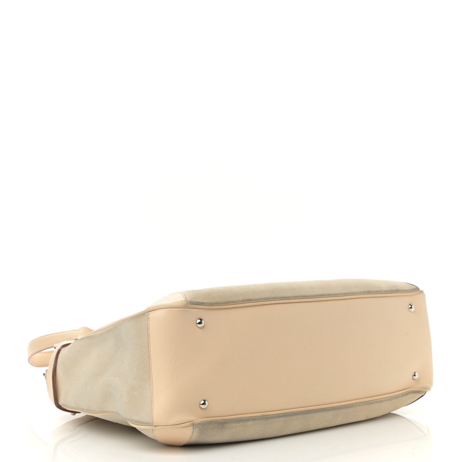 Salvatore Ferragamo Suede Hammered Calfskin Gancini Satchel Beige 4 of 16