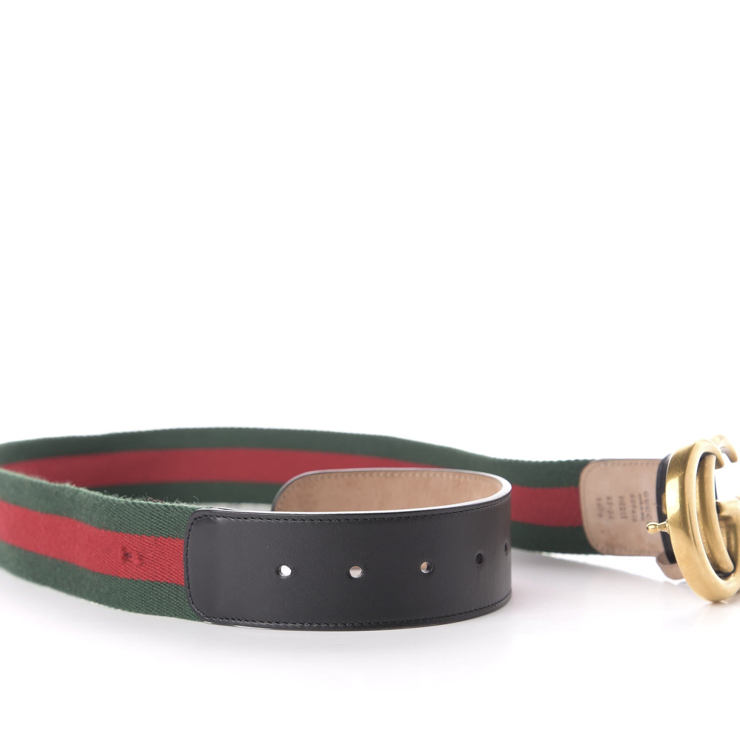 Gucci Nylon Calfskin Double G Web 40mm Belt 85 34 Green Red Black 5 of 5