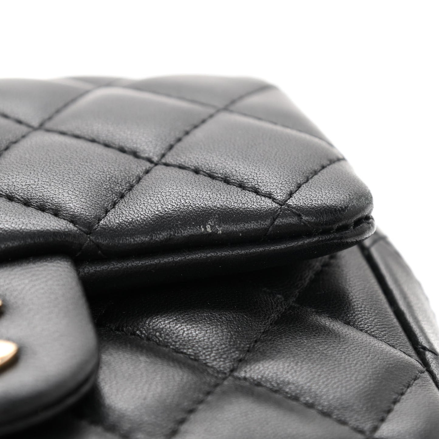 Lambskin Quilted Mini Square Flap Black