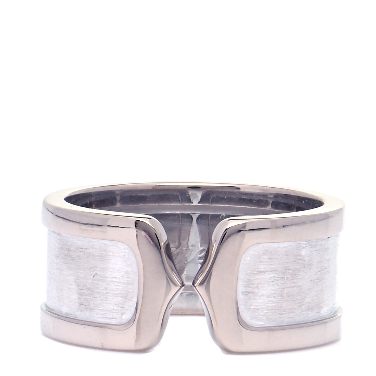 18K White Gold 10mm Logo De Cartier Ring 58 8.5