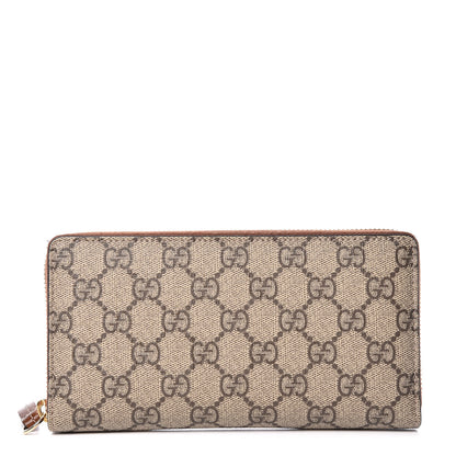 Gucci GG Supreme Monogram Cuoio Toscano Zip Around Wallet Beige Ebony Cuir 1 of 8