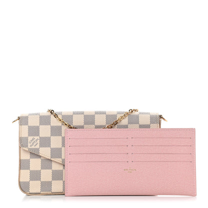 Louis Vuitton Damier Azur Pochette Felicie Chain Wallet Rose Ballerine 1 of 10