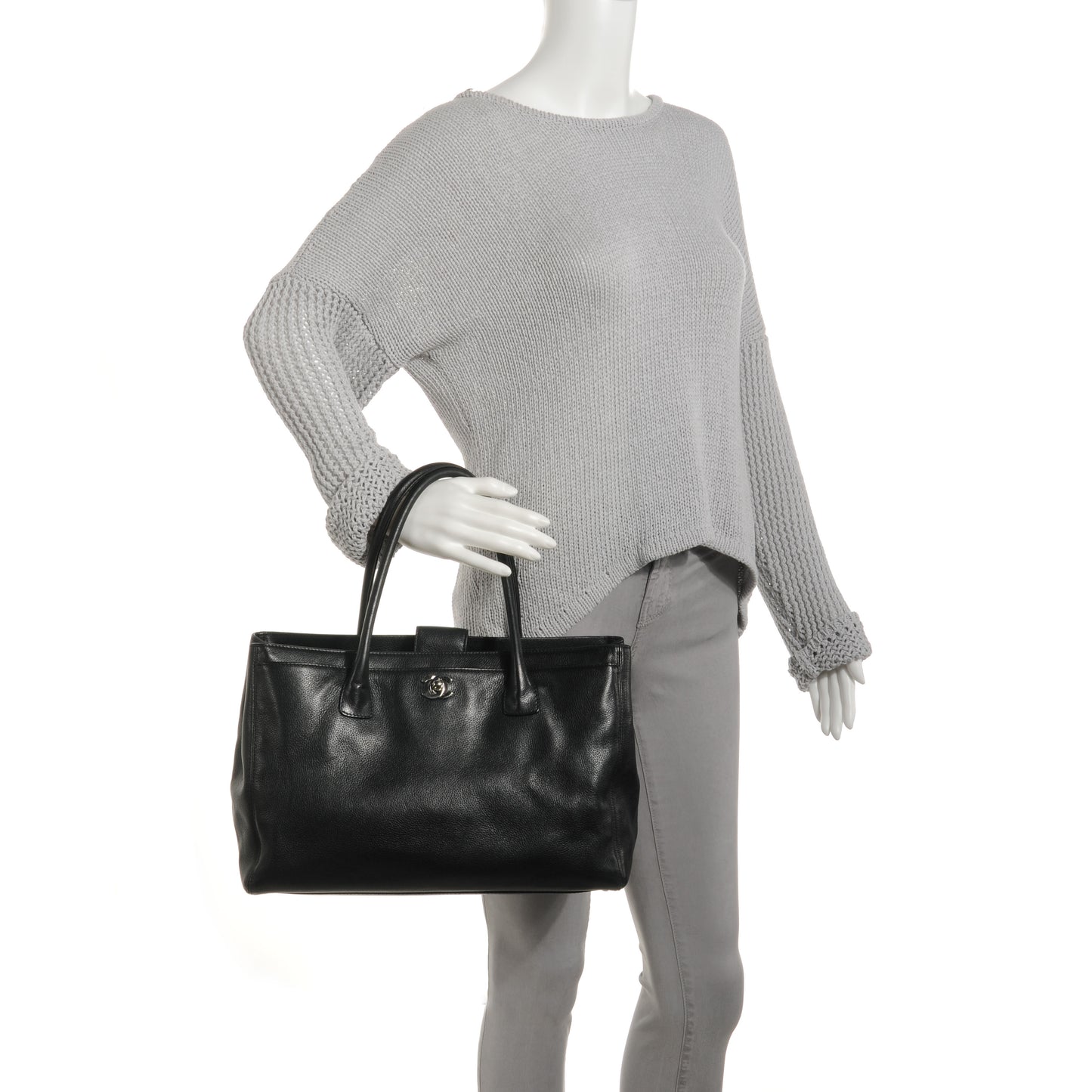 Calfskin Cerf Shopper Tote Black