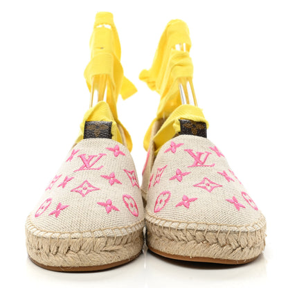 Louis Vuitton Canvas Monogram Starboard Espadrille Flats 38 Rose Pop 2 of 10