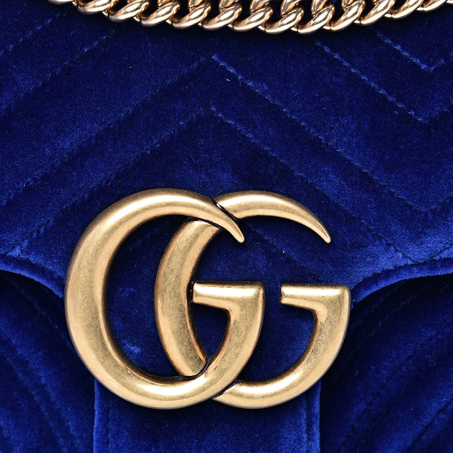 Velvet Matelasse Medium GG Marmont Shoulder Bag Cobalt Blue