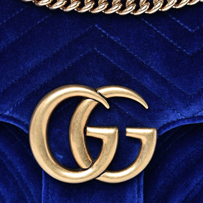 Gucci Velvet Matelasse Medium GG Marmont Shoulder Bag Cobalt Blue 7 of 10