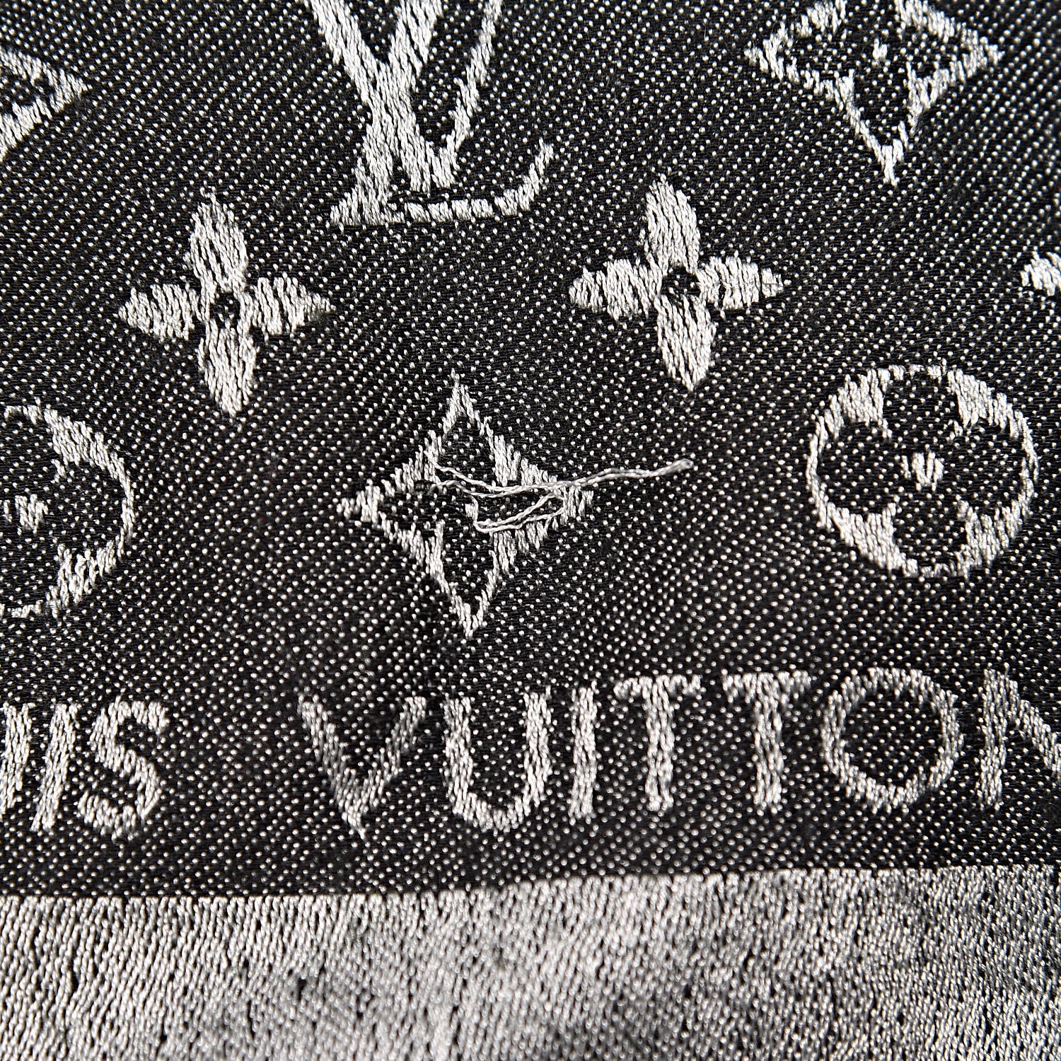 Louis Vuitton Wool Silk Monogram Denim Shawl Black 5 of 8