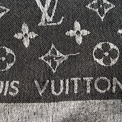 Louis Vuitton Wool Silk Monogram Denim Shawl Black 5 of 8