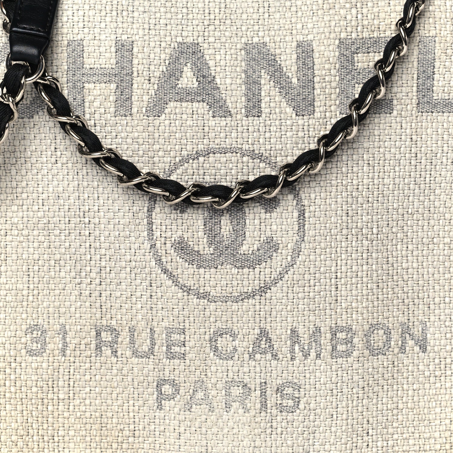 Chanel Woven Straw Raffia Small Deauville Messenger Grey 8 of 11