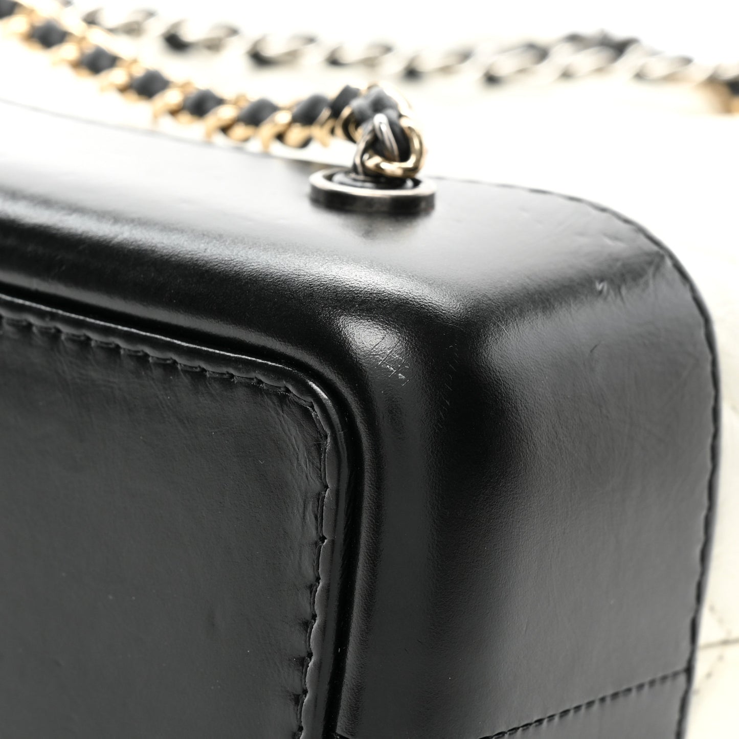 Aged Calfskin Chevron Quilted Small Gabrielle Backpack Black White