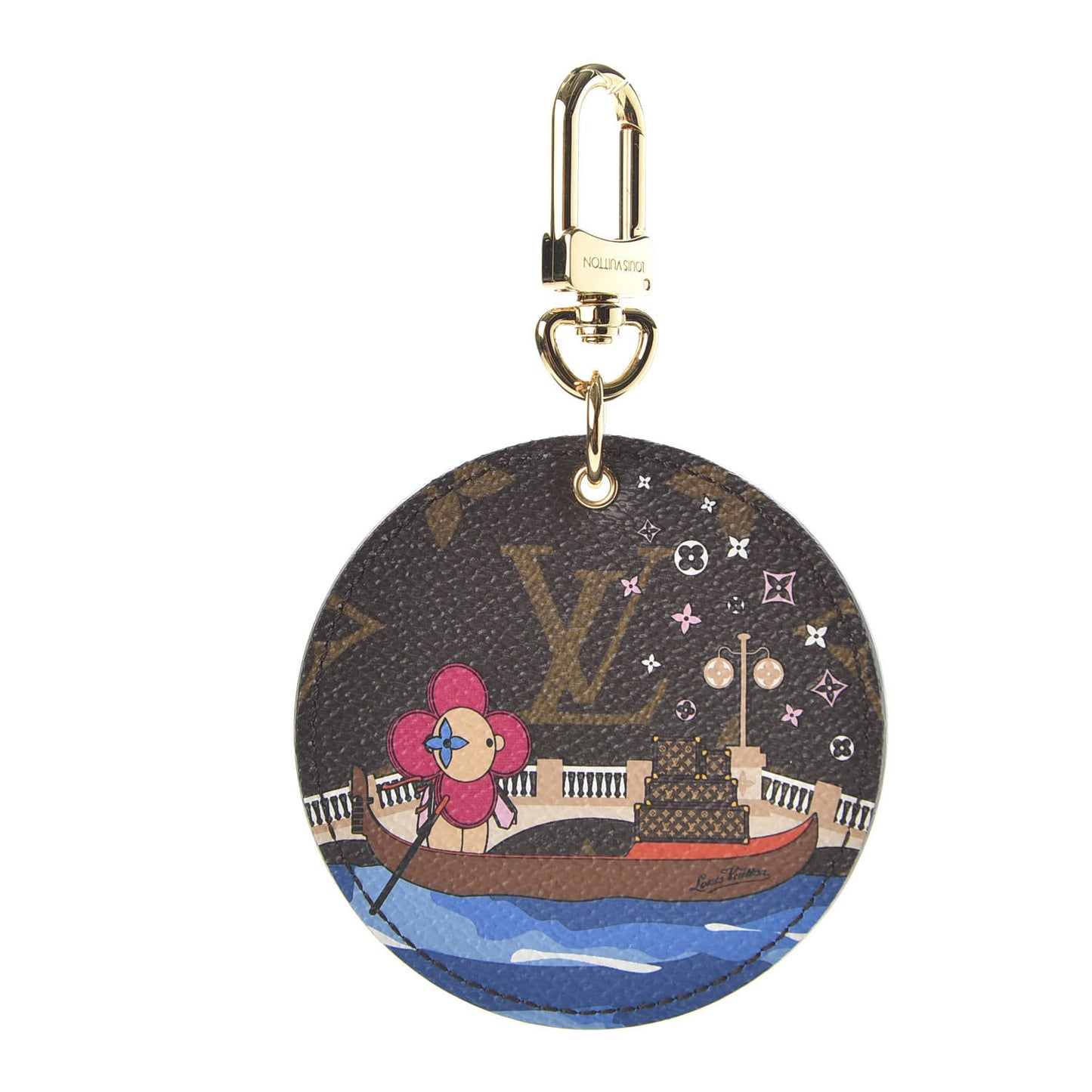Monogram 2019 Christmas Animation Venice Bag Charm Key Ring Blue