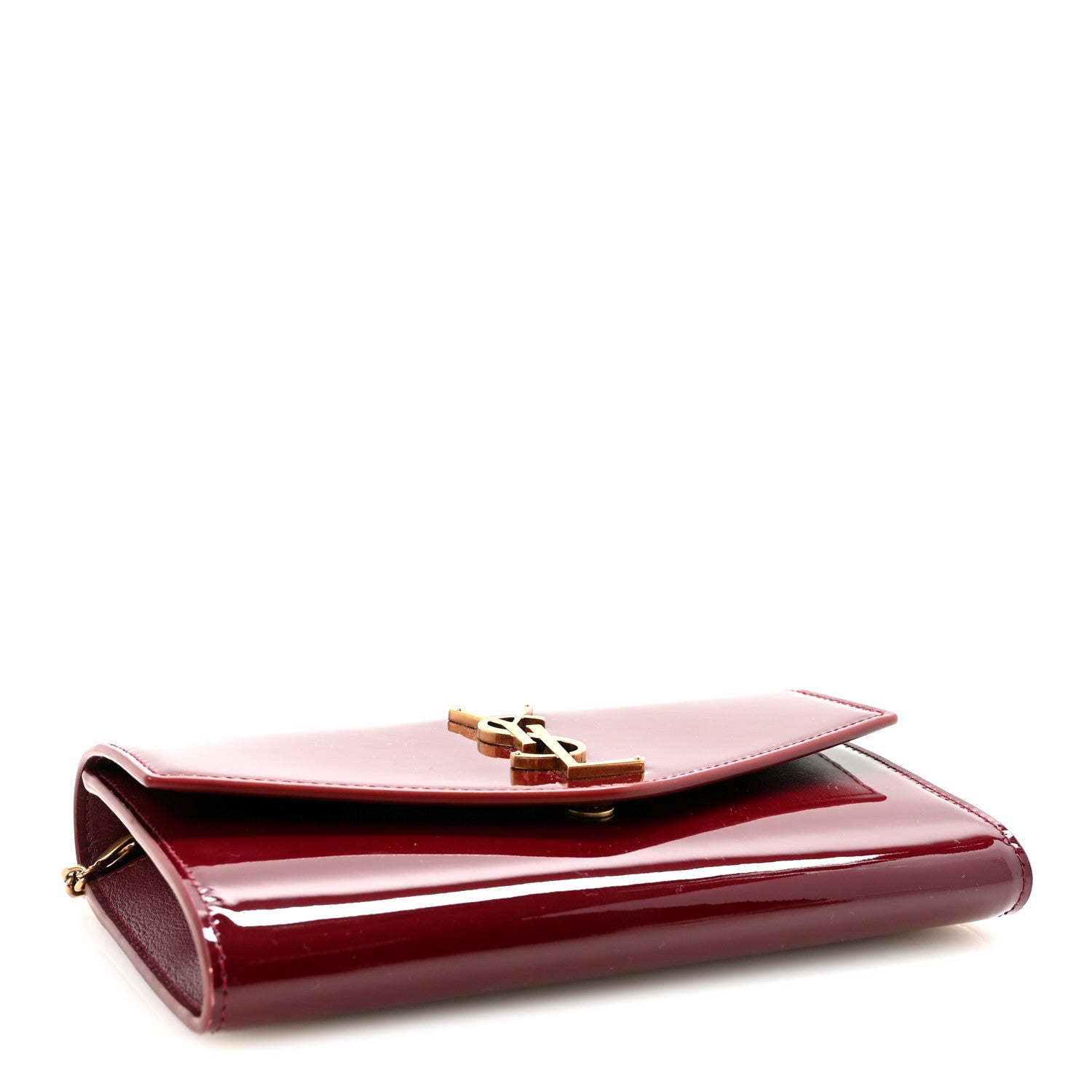 Saint Laurent Patent Uptown Chain Wallet Red Grenat 5 of 11