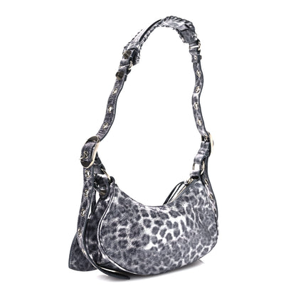 Balenciaga Metallic Agneau Arena Leopard Le Cagole Shoulder Bag XS Dark Grey 4 of 11