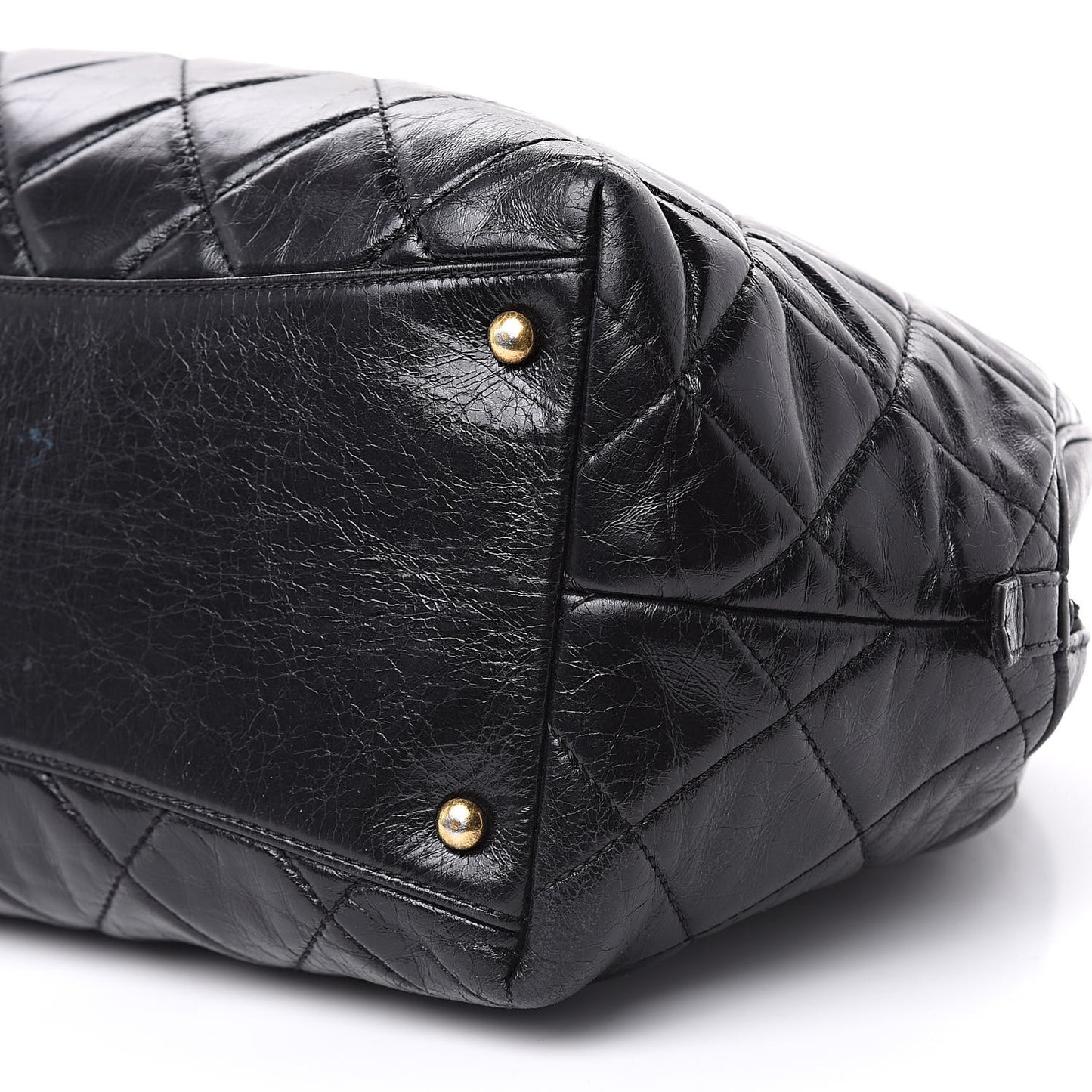 Glazed Calfskin Castle Rock Bowling Bag Black