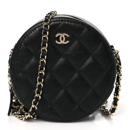 Chanel Caviar Quilted Round Clutch With Chain Black 1 of 10