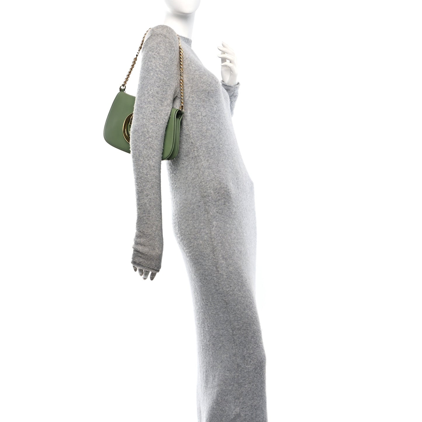 Roxy Calfskin Blondie Chain Shoulder Flap Bag Salamander Green