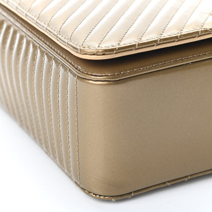 Chanel Metallic Patent Diagonal Quilted Flap Gold 7 of 9