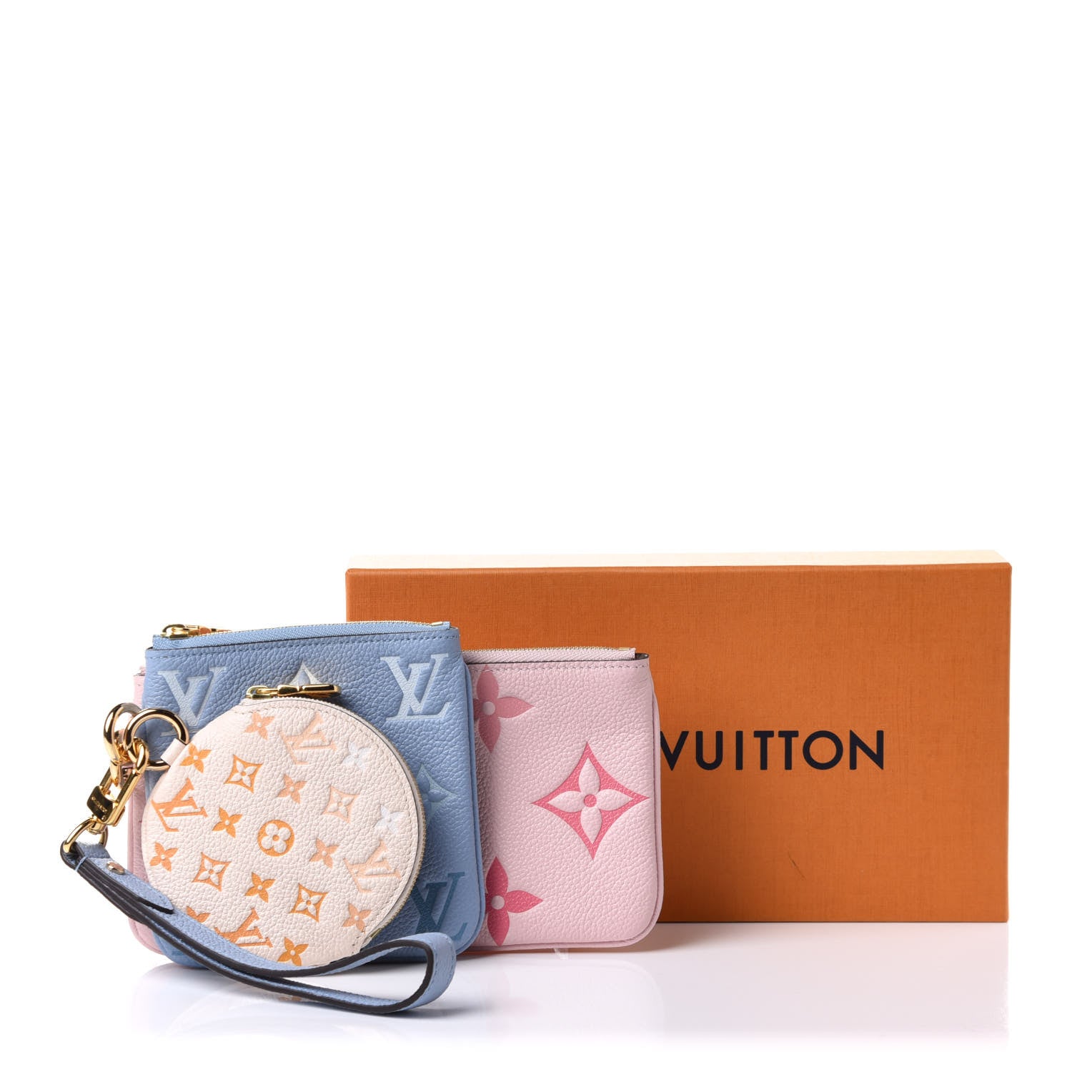 Louis Vuitton Empreinte Monogram Giant By The Pool Trio Pouch Rosebud Summer Blue Cream Saffron 9 of 9