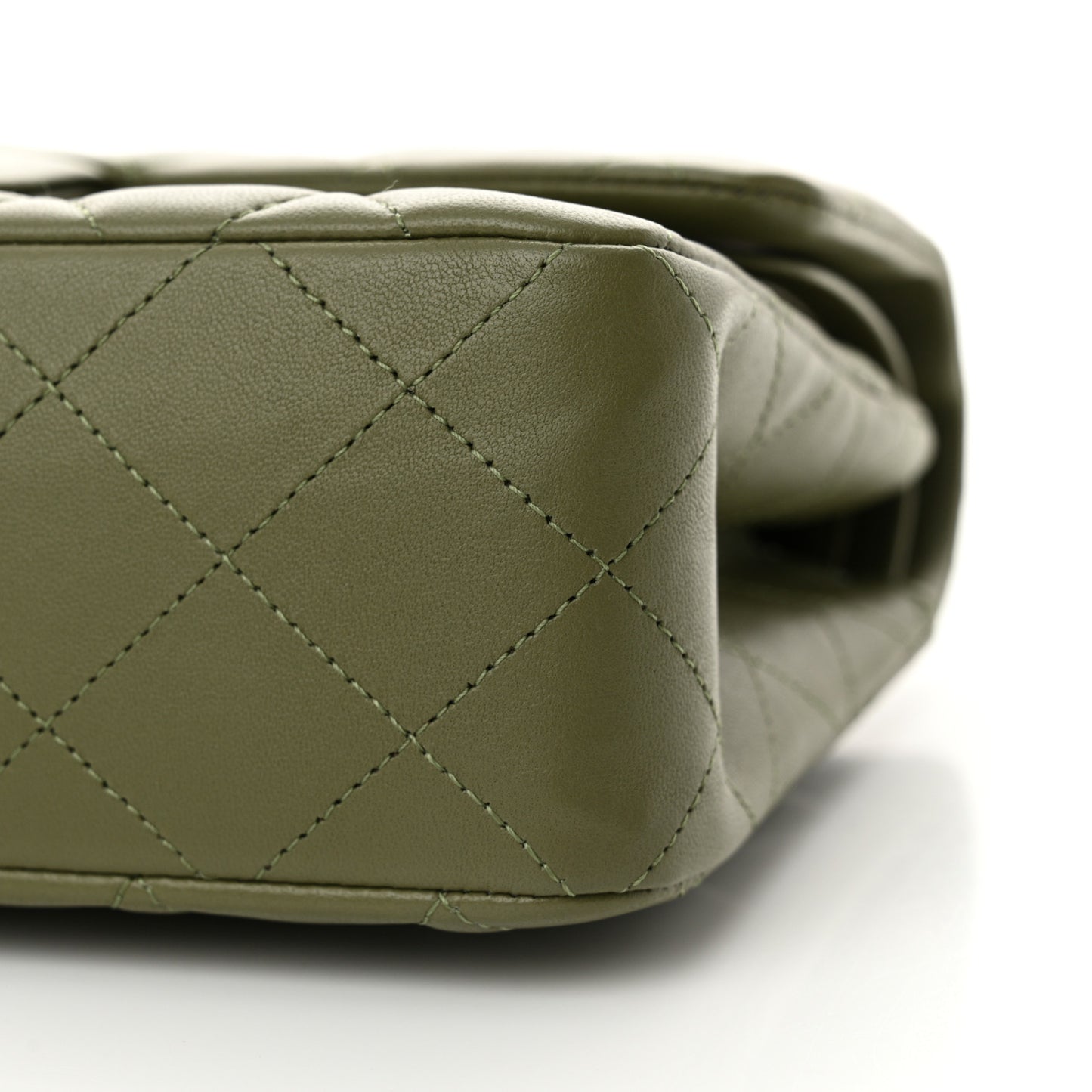 Lambskin Quilted Small Double Flap Green