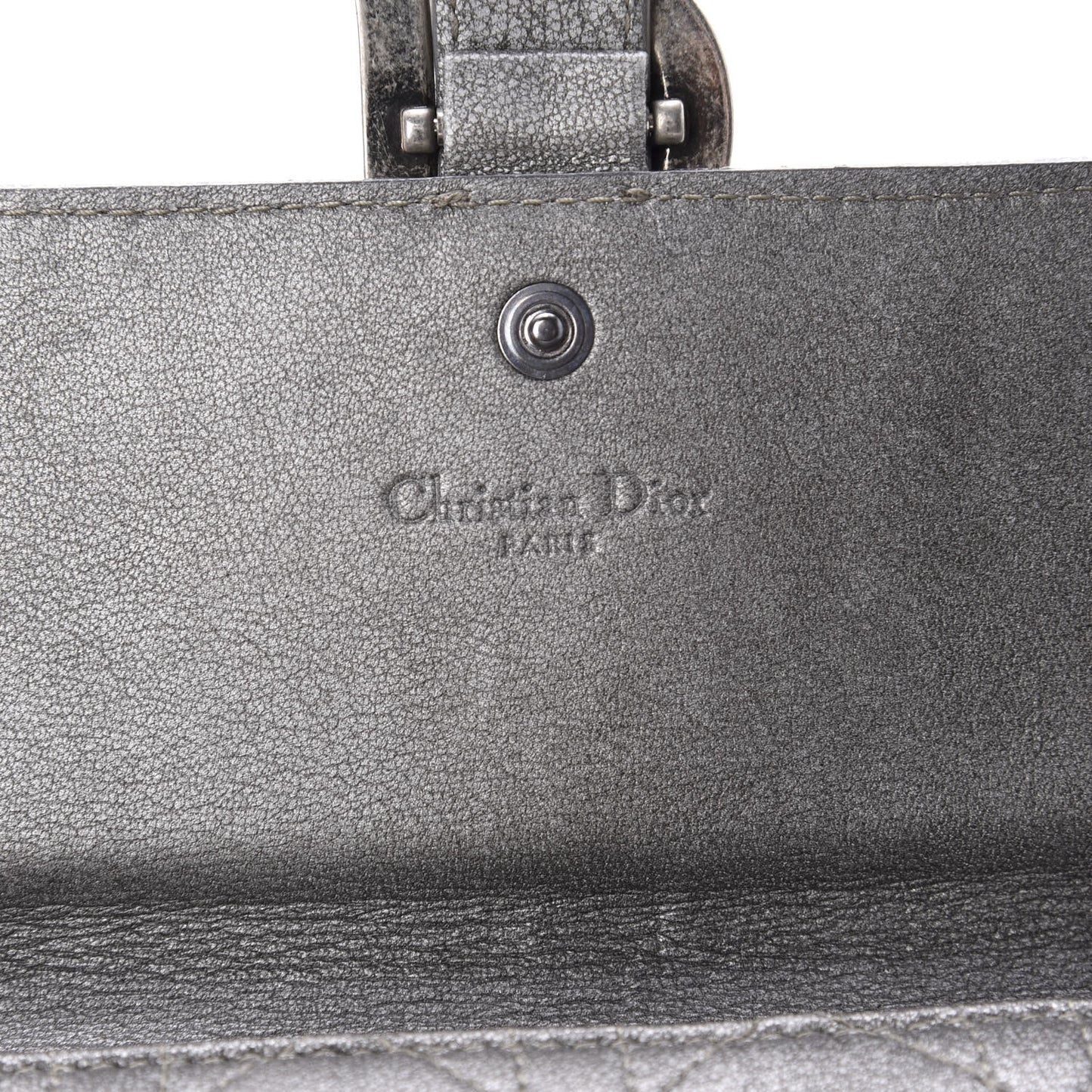 Metallic Grained Calfskin Cannage Clutch Wallet