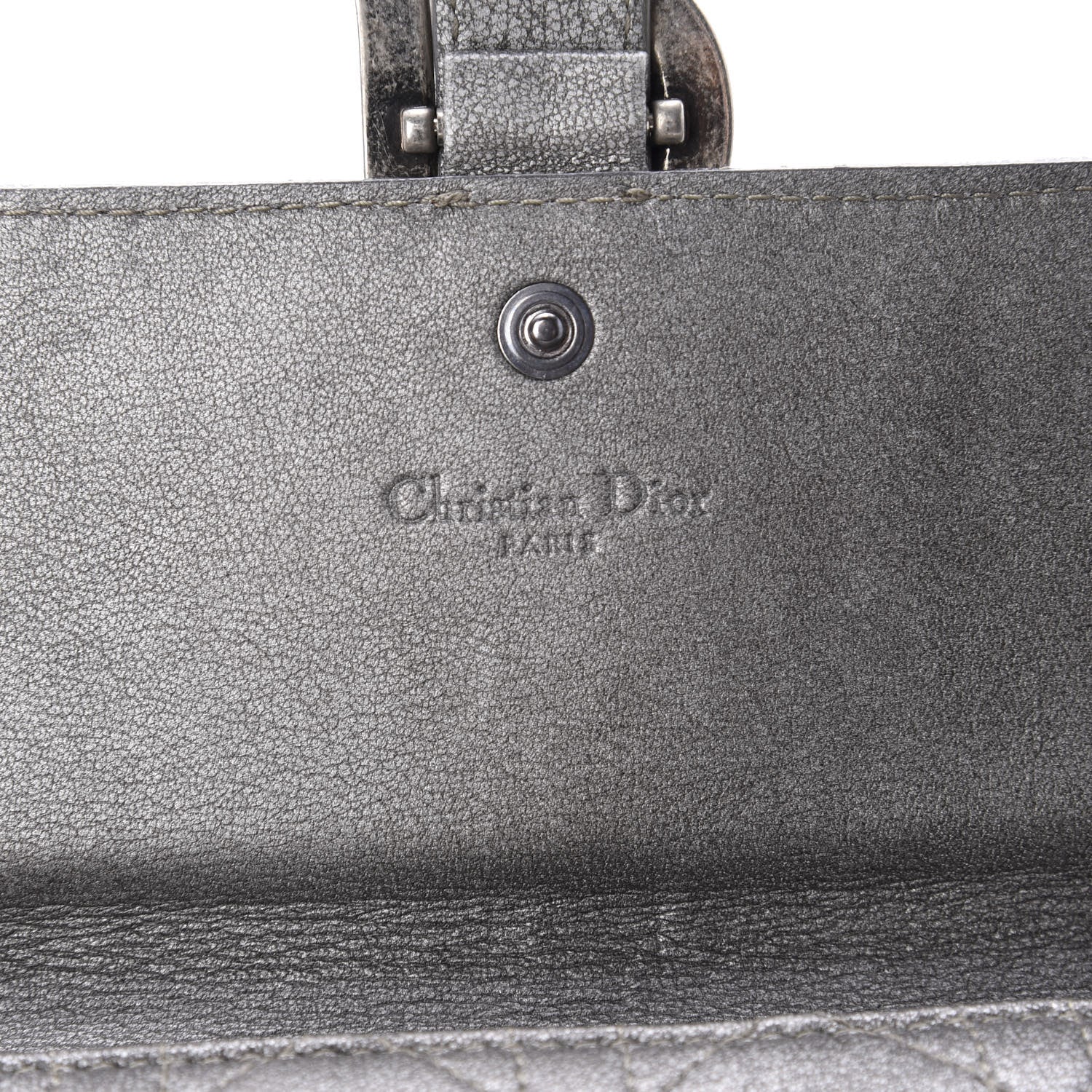 Christian Dior Metallic Grained Calfskin Cannage Clutch Wallet 7 of 10