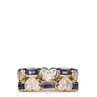 Tiffany 18K Yellow Gold Diamond Blue Sapphire Heart Ring 49 5 1 of 6