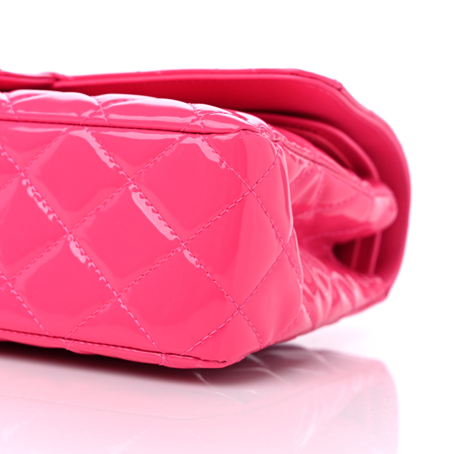 Patent Quilted Medium Double Flap Pink