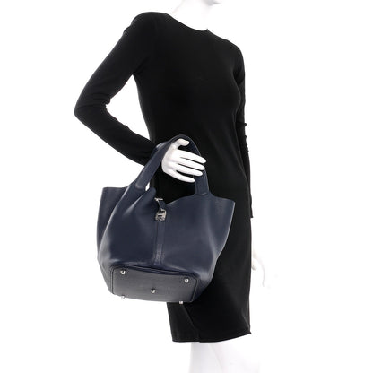 Hermes Taurillon Clemence Picotin Lock 26 GM Bleu Nuit 2 of 8