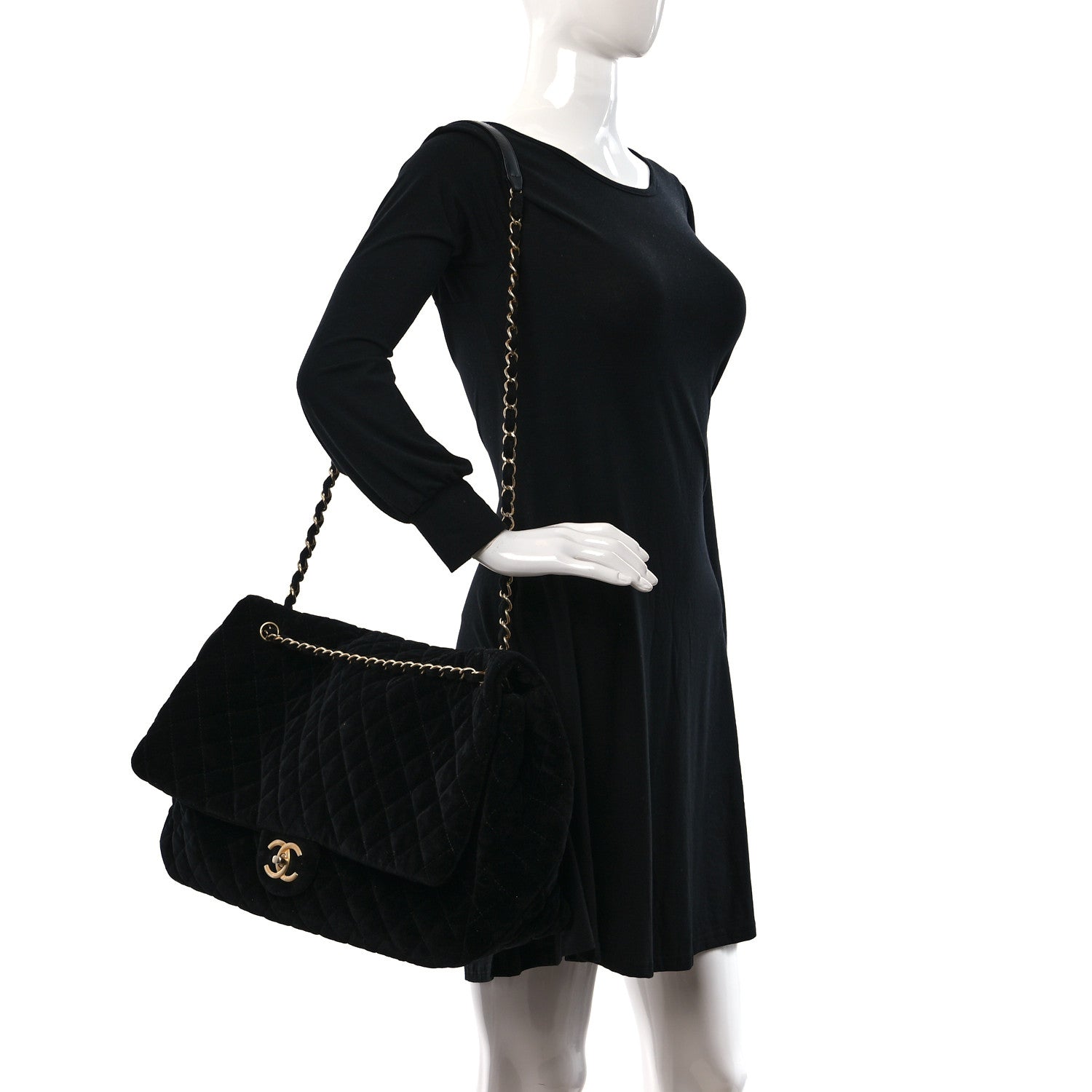 Chanel Velvet Quilted XXL Travel Flap Bag Black 2 of 9