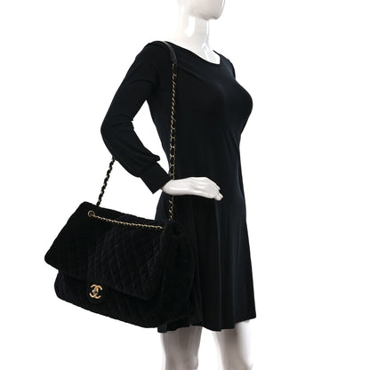 Chanel Velvet Quilted XXL Travel Flap Bag Black 2 of 9