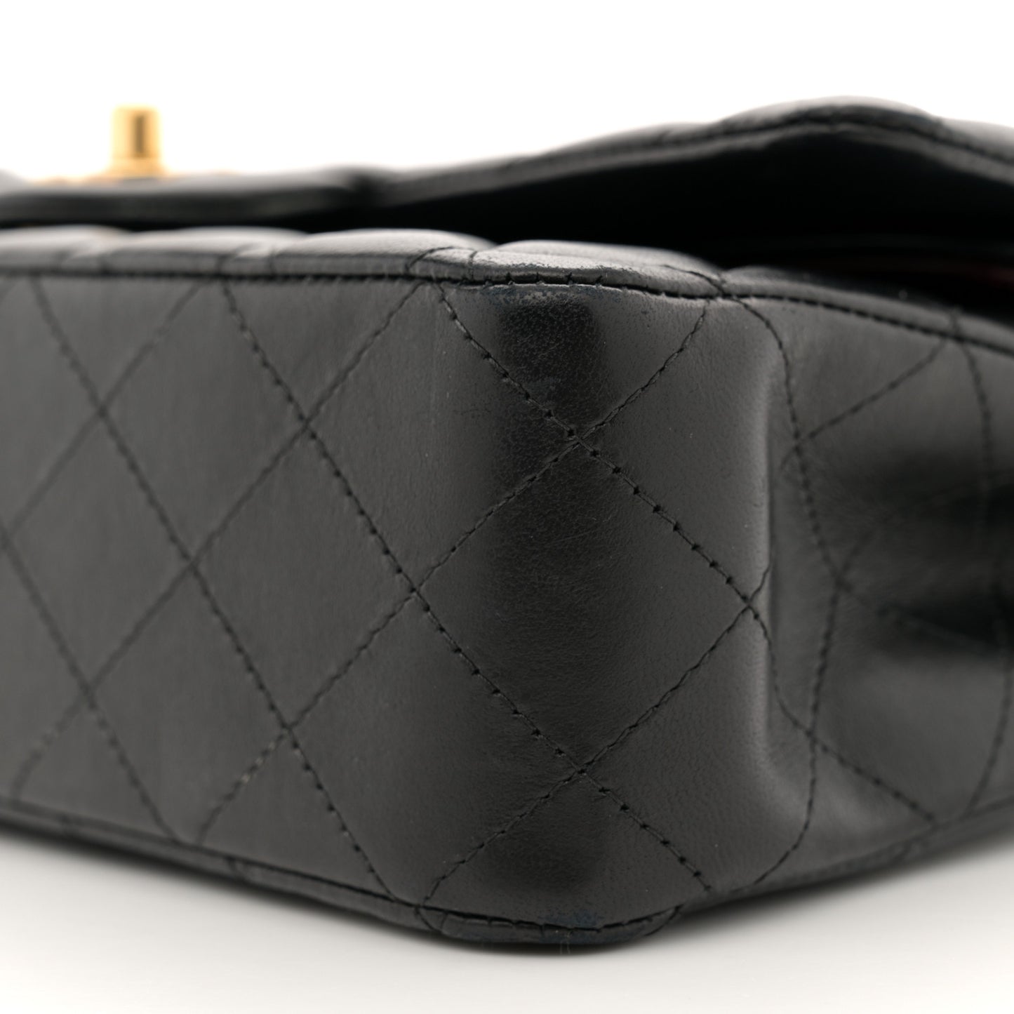 Lambskin Quilted Medium Double Flap Black