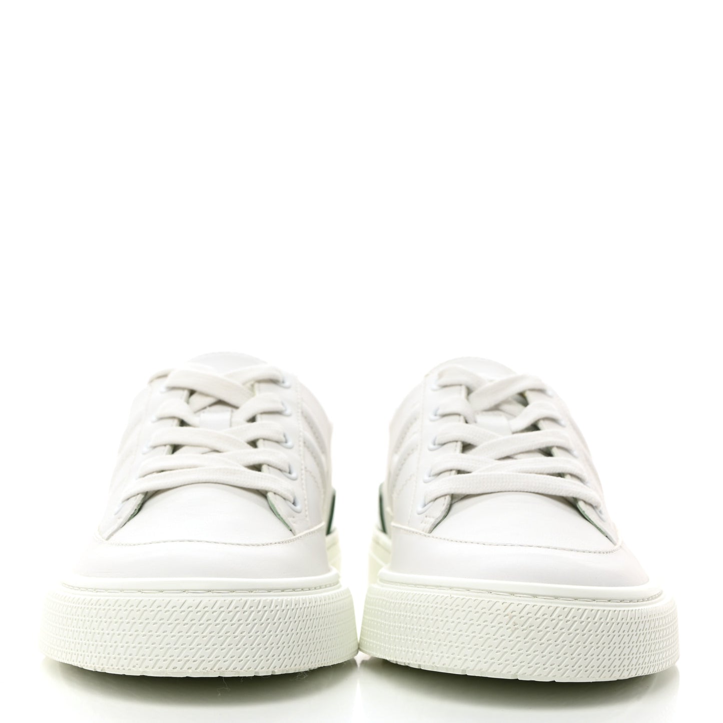 Shiny Lizard Calfskin Deep Sneakers 38 White Vert Jade