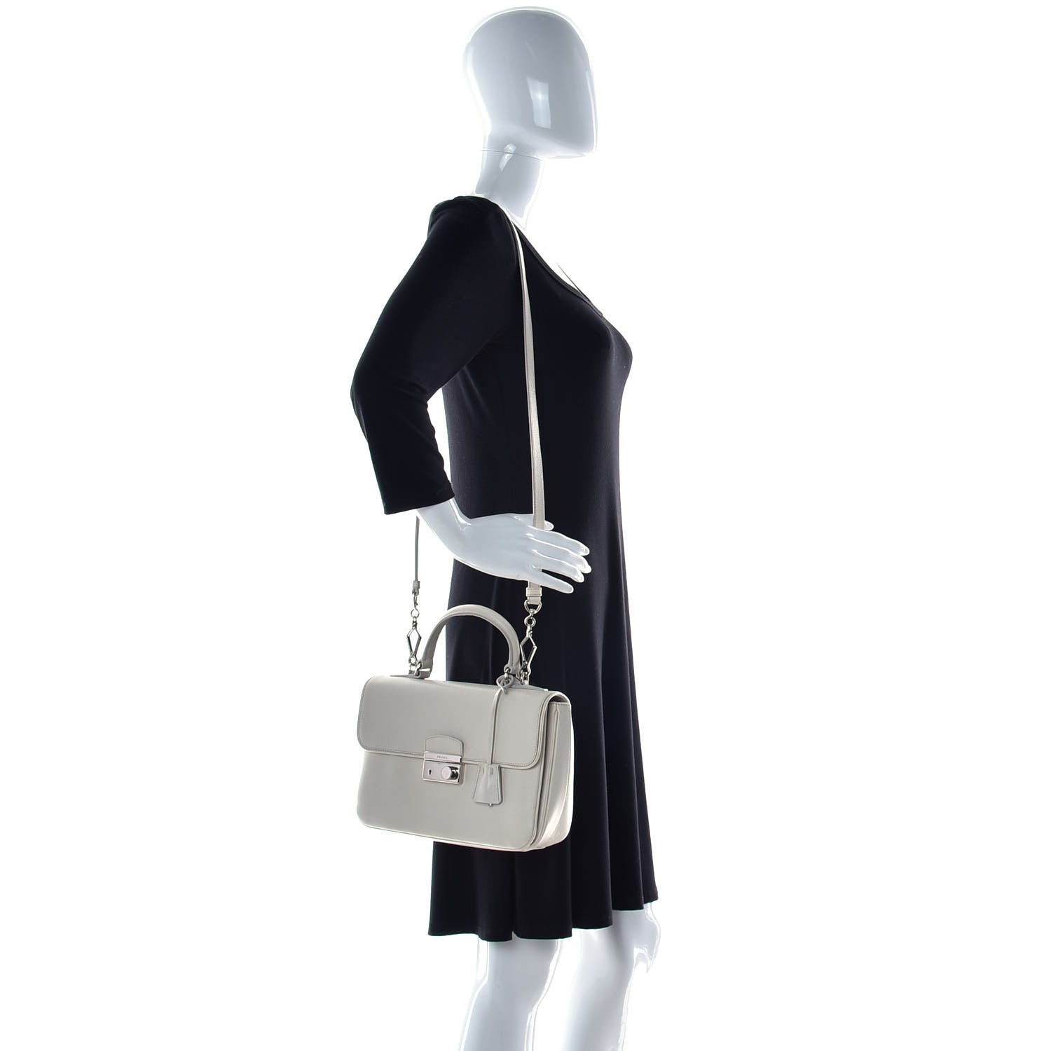 Prada Saffiano Lux Sound Top Handle Pomice 2 of 12