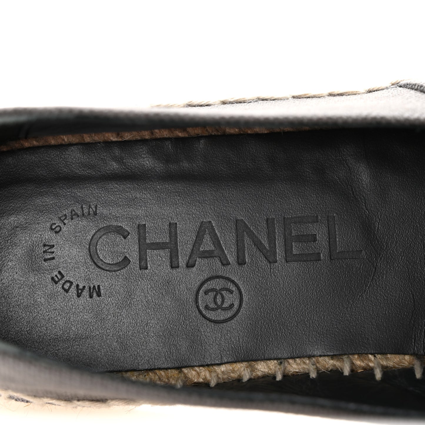 Canvas Grosgrain CC Espadrilles 36 Grey Black